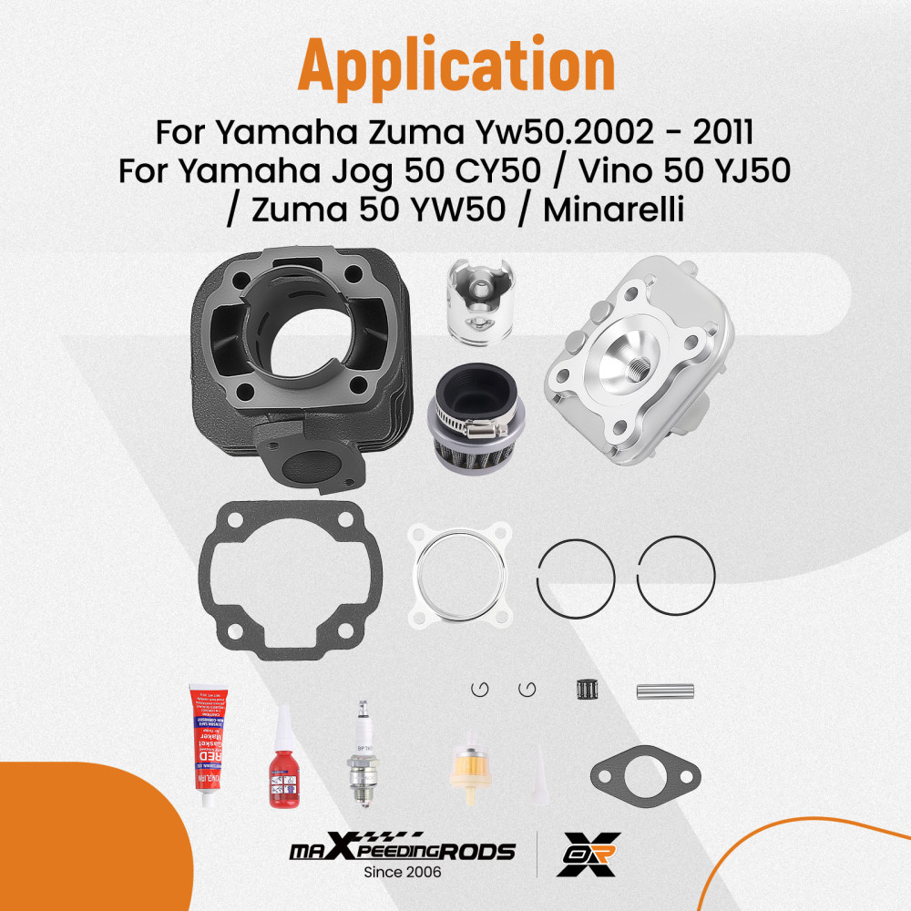 70cc Big Bore Cylinder Head Piston Rebuild Kit For 02-11 compatible for Yamaha YW50 Zuma 50