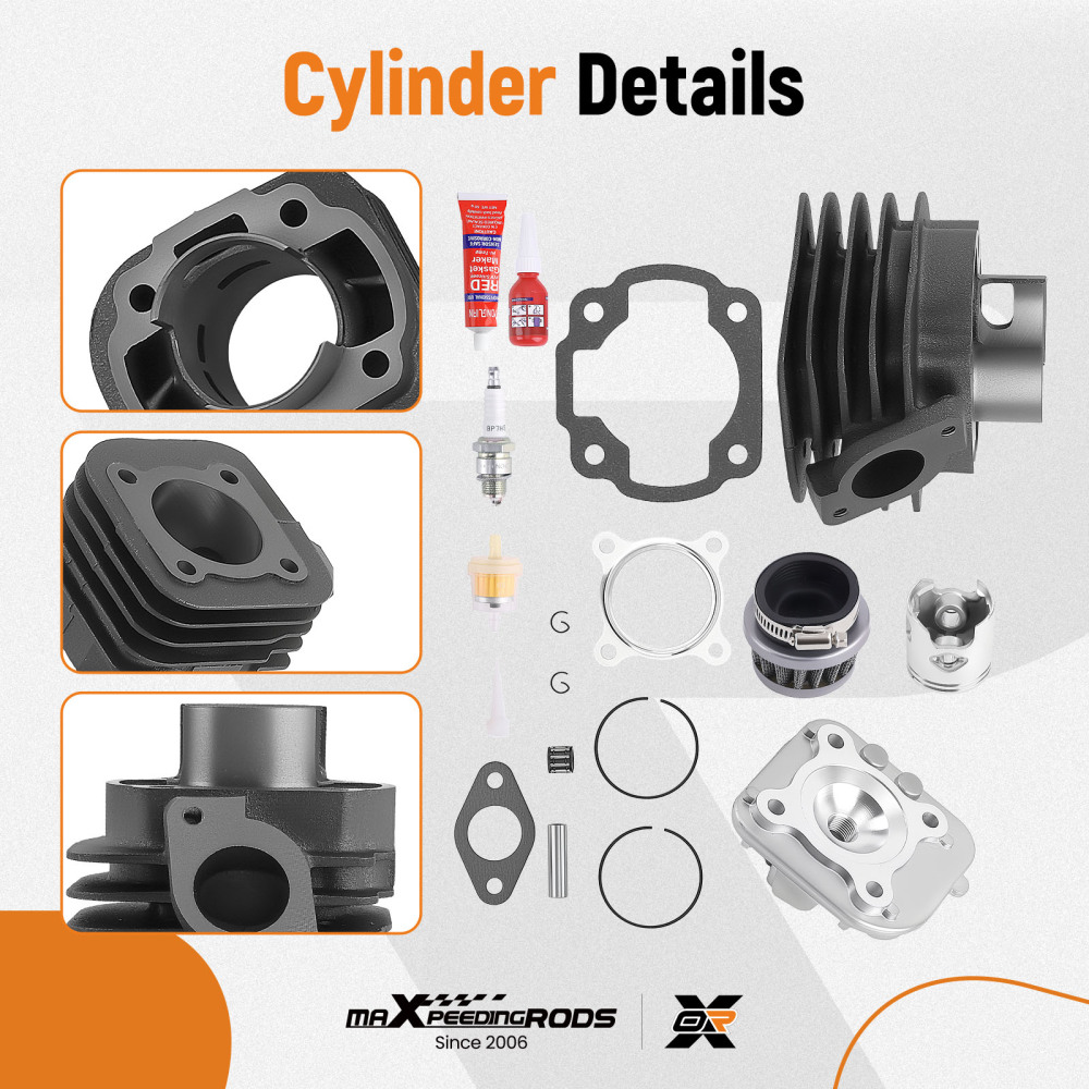 70cc Big Bore Cylinder Head Piston Rebuild Kit For 02-11 compatible for Yamaha YW50 Zuma 50