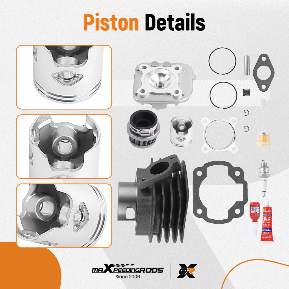70cc Big Bore Cylinder Head Piston Rebuild Kit For 02-11 compatible for Yamaha YW50 Zuma 50