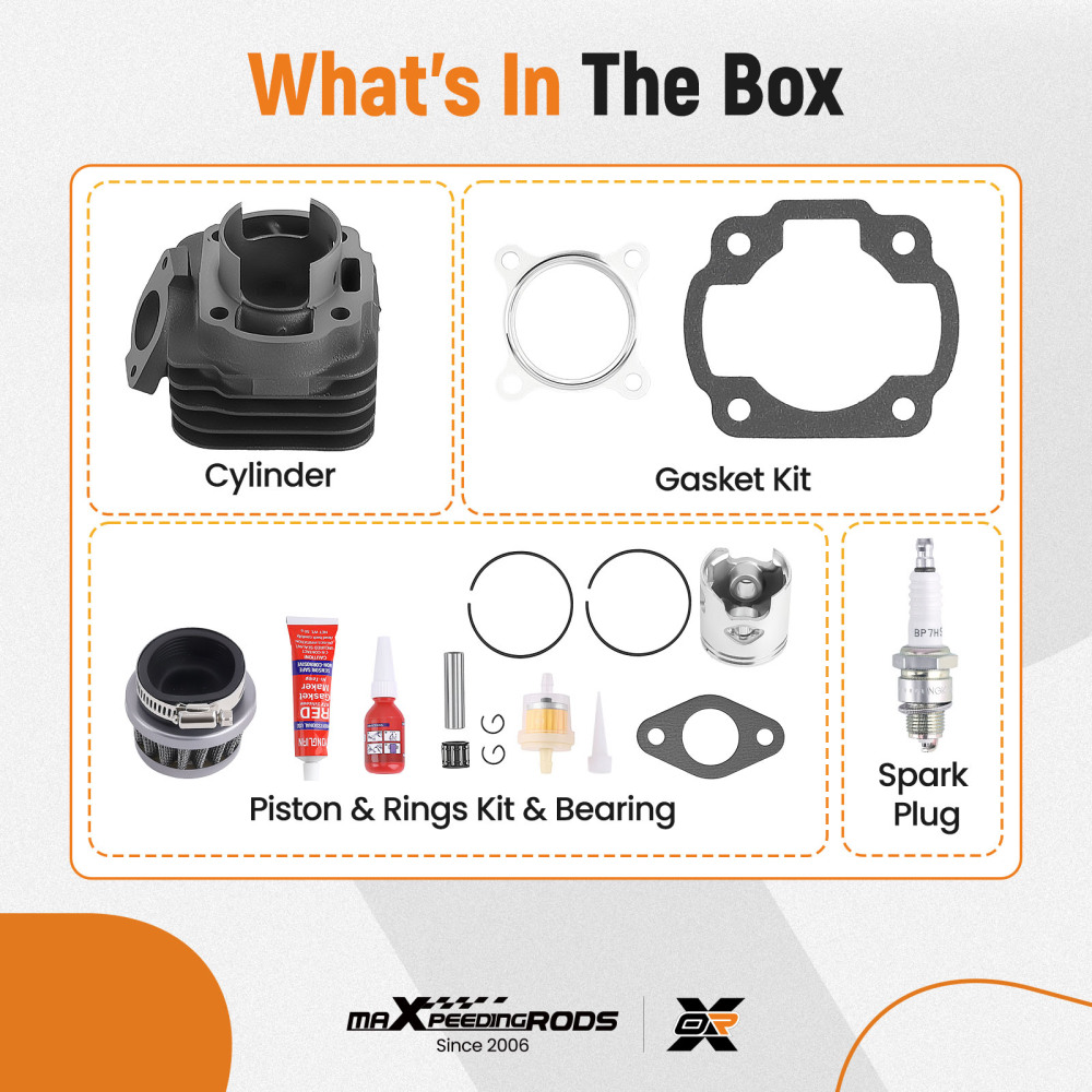 70cc Big Bore Cylinder Head Piston Rebuild Kit For 02-11 compatible for Yamaha YW50 Zuma 50