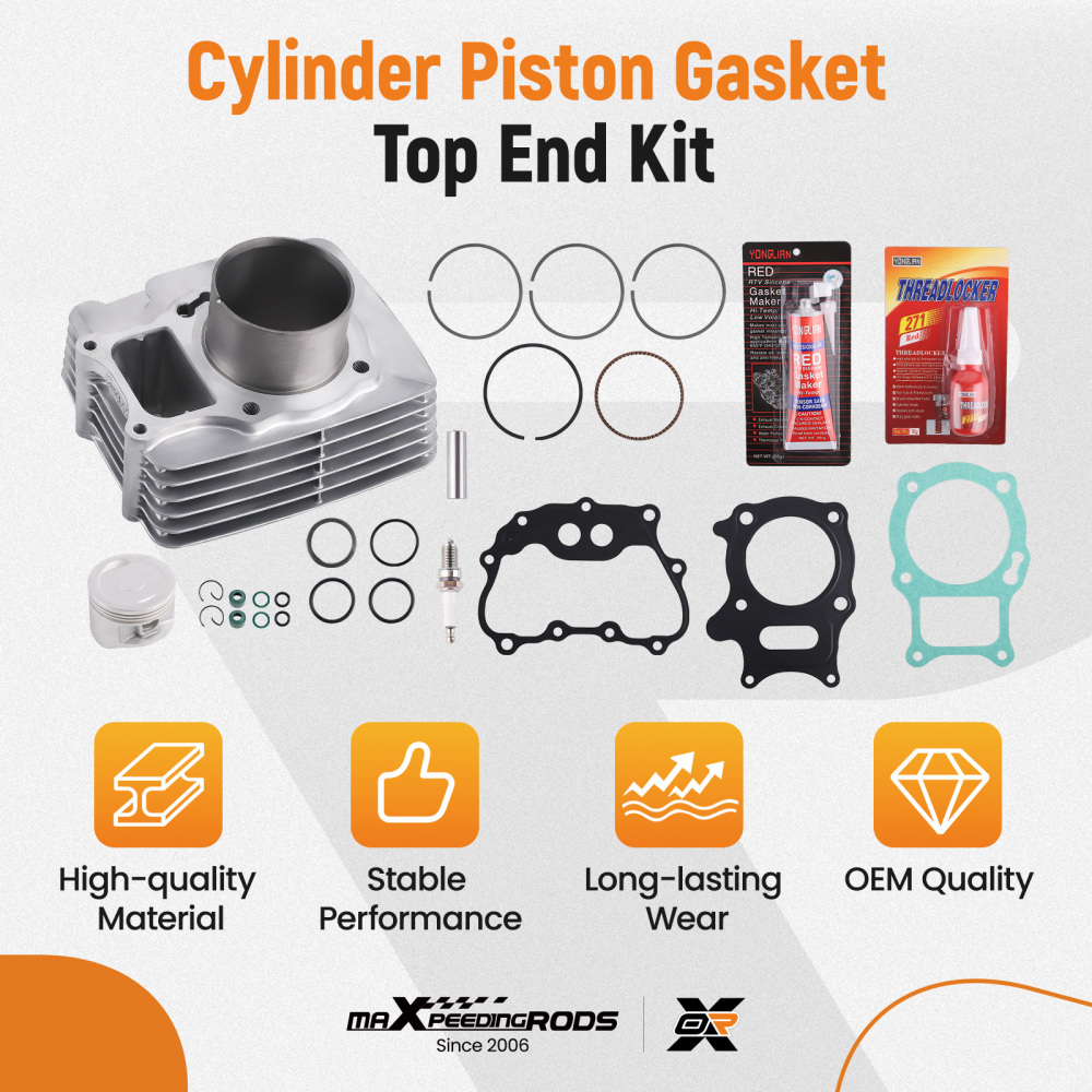 Cylinder Piston Gasket Top End Kit compatible for Honda Trx250 E Ex Recon Te compatible for Tm 02-22 68.5
