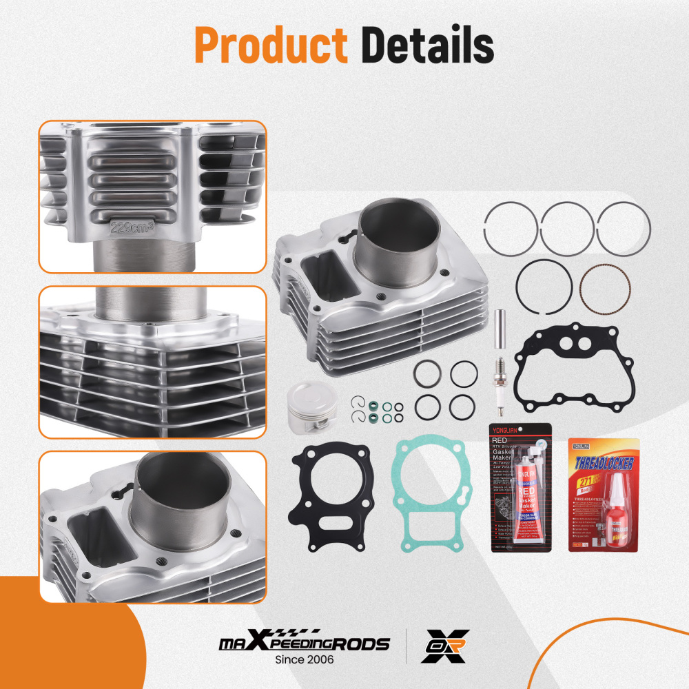Cylinder Piston Gasket Top End Kit compatible for Honda Trx250 E Ex Recon Te compatible for Tm 02-22 68.5