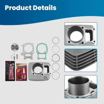 Cylinder Jug Piston Top End Kit compatible for Honda TRX250EX 250X Recon 250 72mm Big Bore