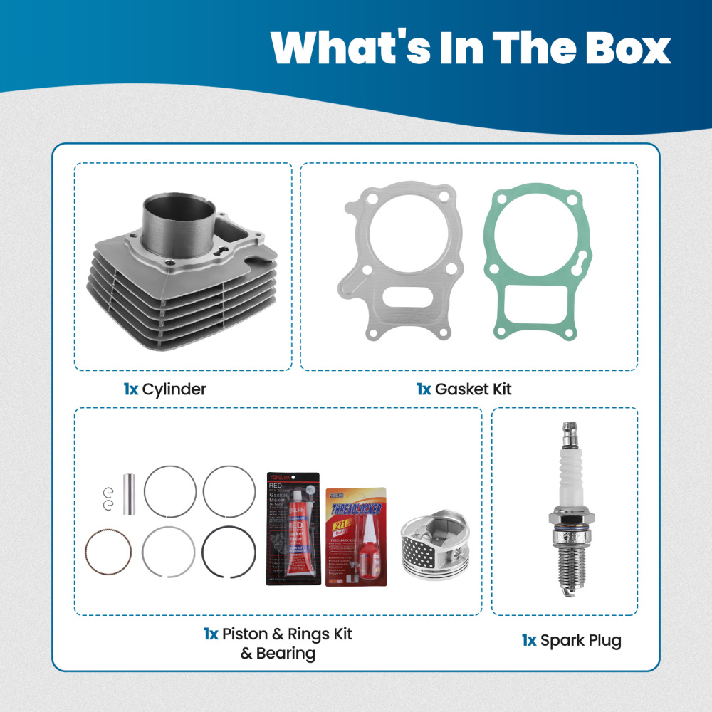 Cylinder Jug Piston Top End Kit compatible for Honda TRX250EX 250X Recon 250 72mm Big Bore