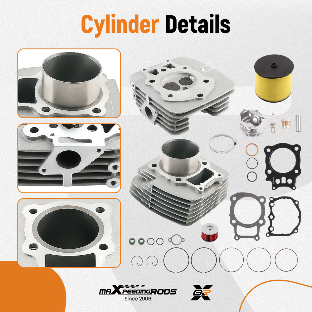Cylinder Head Piston Kit compatible for Honda Rancher 350 TRX350TE TRX350TM TRX350FE 00-06