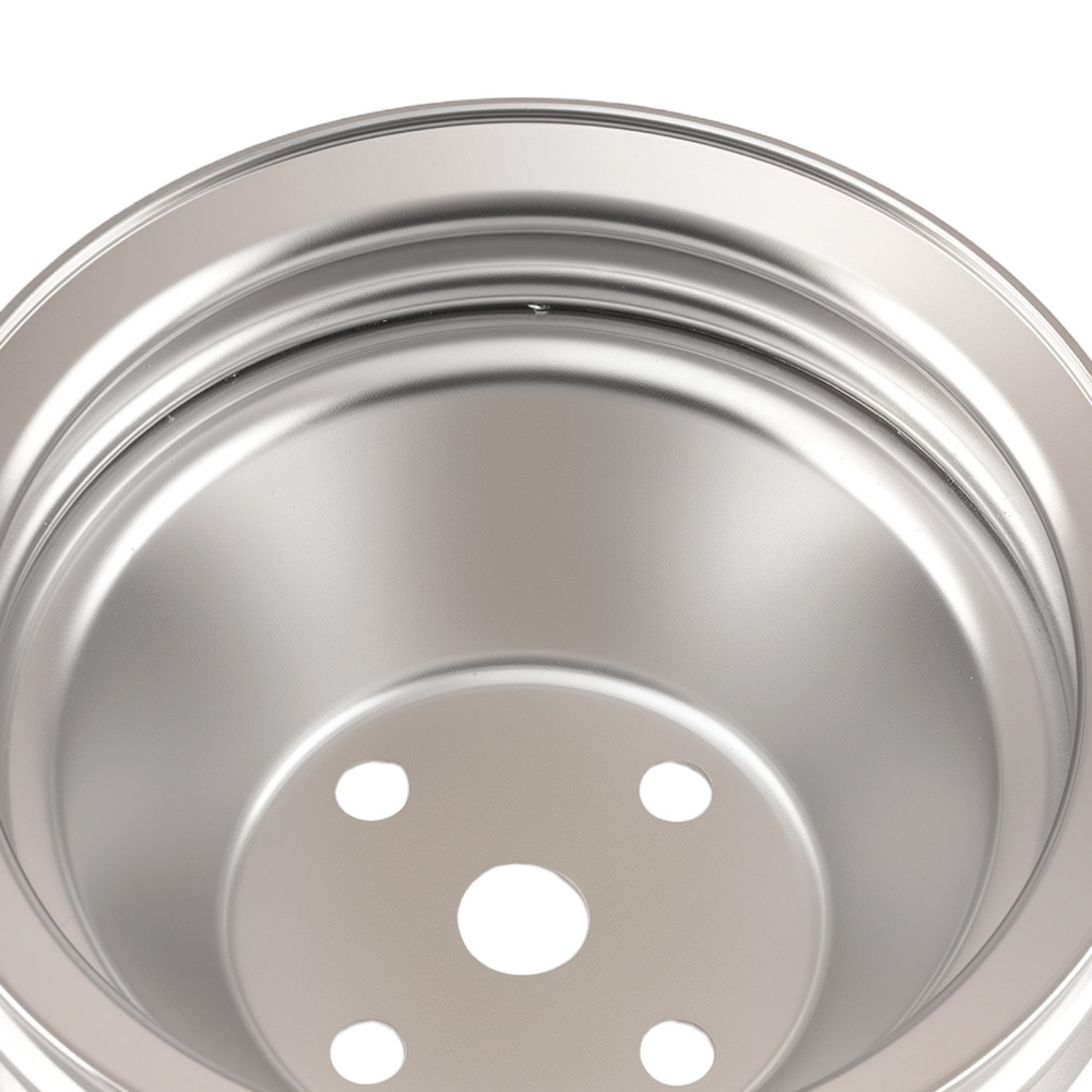 Long Water Pump Pulley fit for Small Block compatible for Chevy 2 Groove 305 350 Chrome Steel