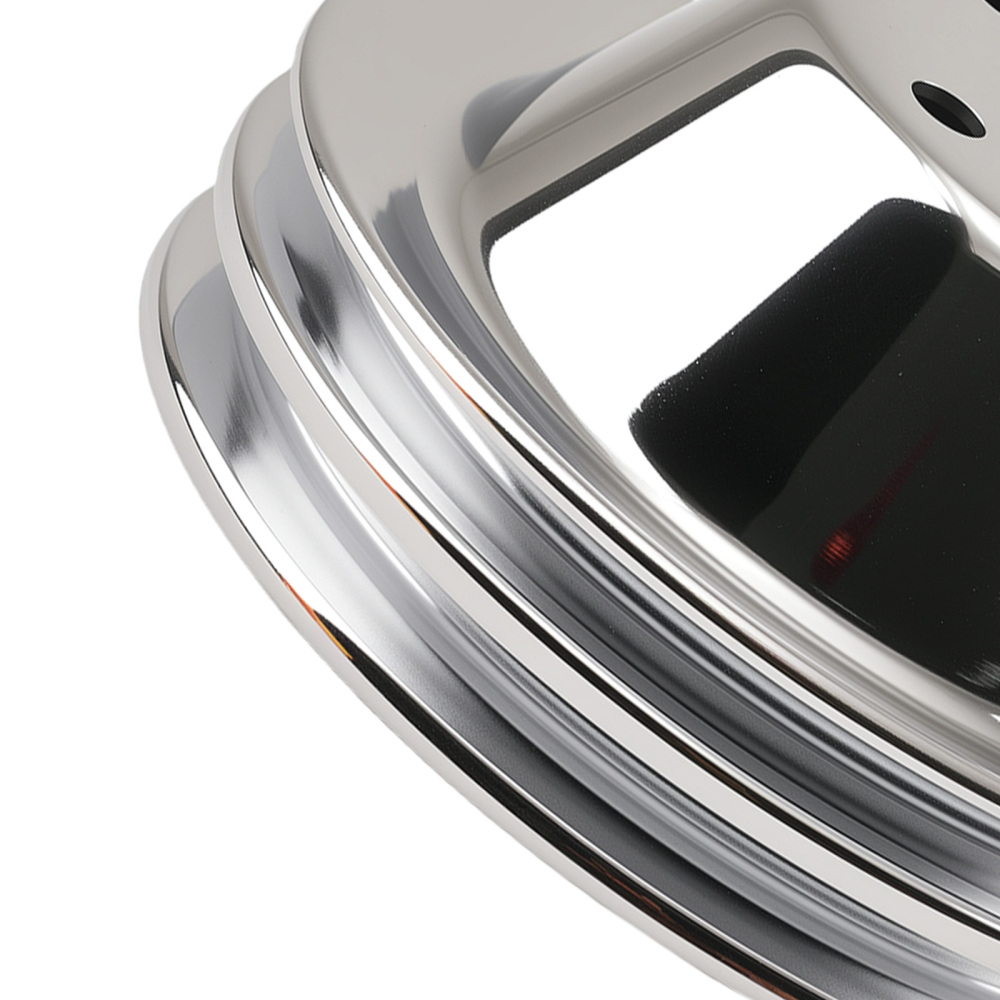 Long Water Pump Pulley fit for Small Block compatible for Chevy 2 Groove 305 350 Chrome Steel