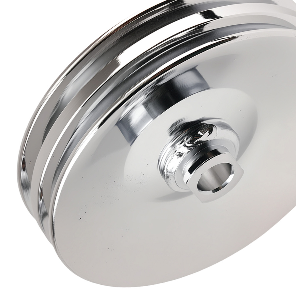 Long Water Pump Pulley fit for Small Block compatible for Chevy 2 Groove 305 350 Chrome Steel