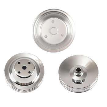 Long Water Pump Pulley fit for Small Block compatible for Chevy 2 Groove 305 350 Chrome Steel