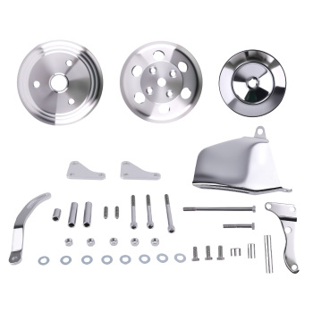 Long Water Pump Pulley Kit compatible for Chevy SBC 262 265 267 283 302 305 307 327 350