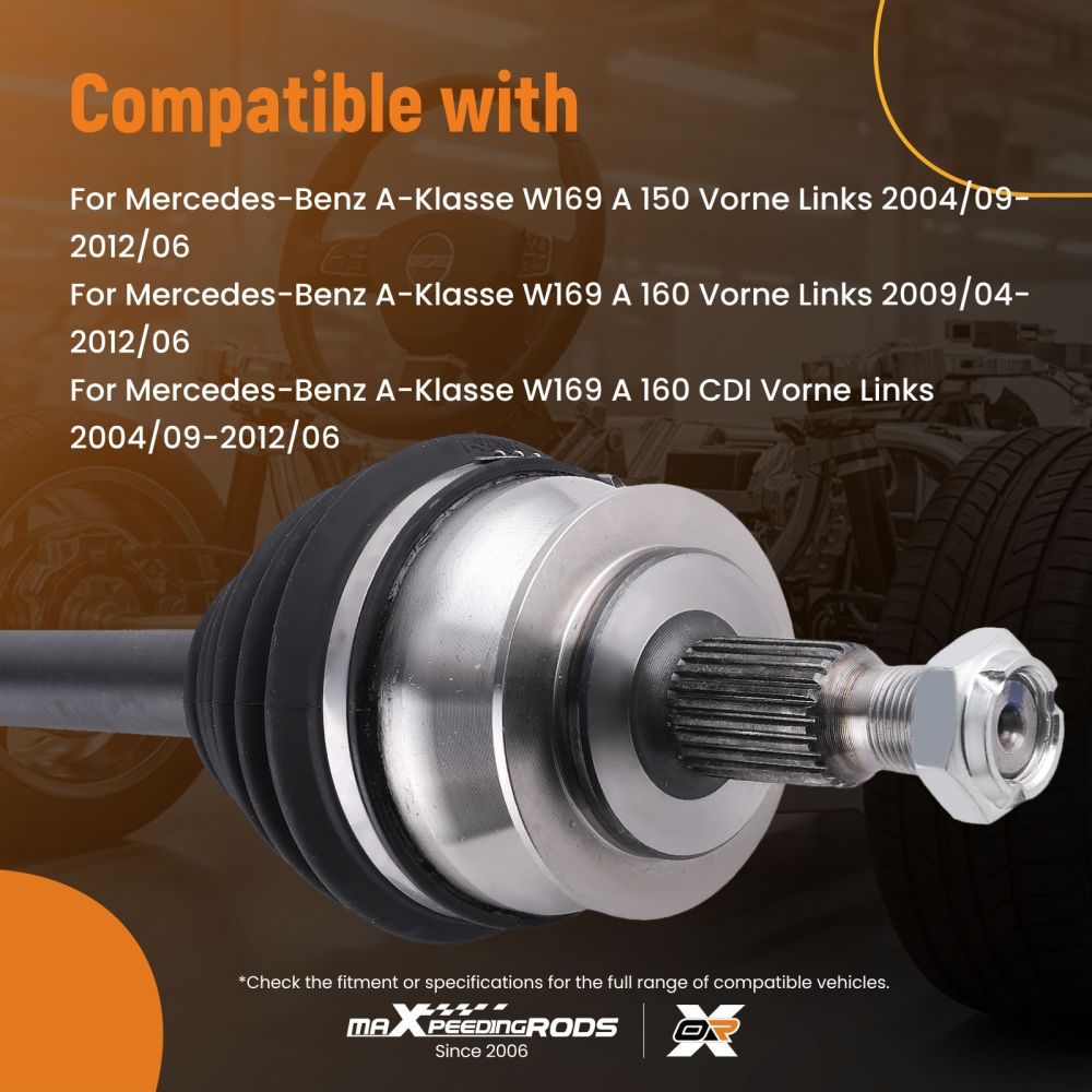 Albero Motore Anteriore Sinistro compatibile per Mercedes-Benz A/B-Klasse W169/W245 2004-12