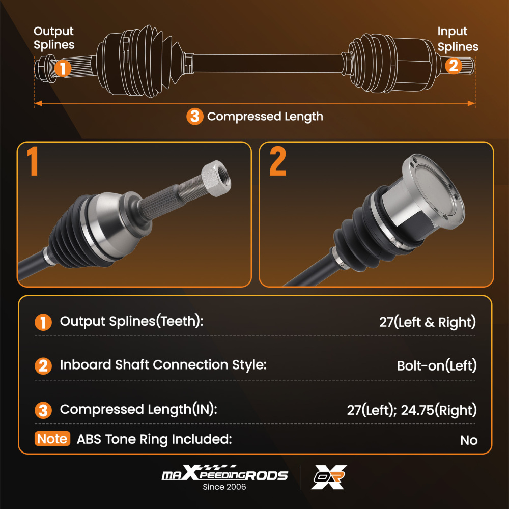Front CV Axle Shafts Set of 2 Pair compatible for Infiniti FX35 AWD 2003-2008 V6