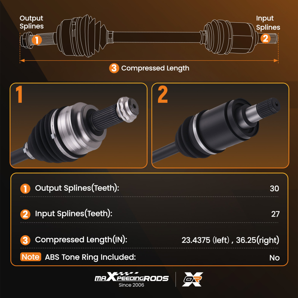 Drive Shaft compatible for BMW X3 E83 2.0D Front Left+Right 04 to 11 Driveshaft