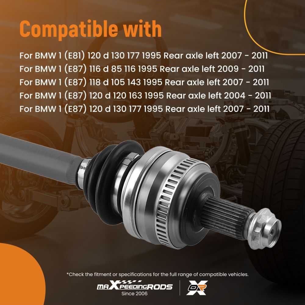 Drive Shaft Assembly compatible for BMW 1 E81 E87 120d 3 E90 E91 320d Rear Left 607mm