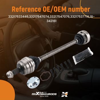 REAR DRIVE SHAFT CV JOINTS OFF/SIDE compatible for BMW 1 SERIES E81-E82-E87-E88- 2004gt;2013