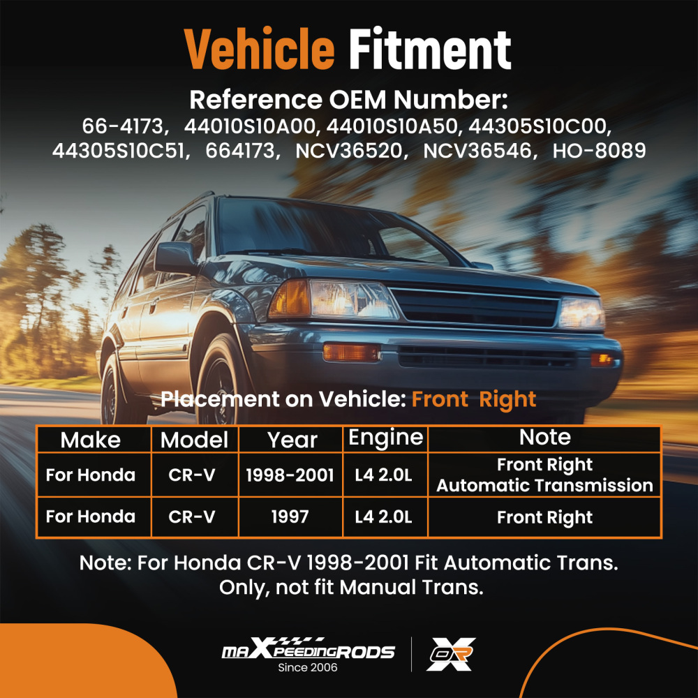 New Front Right CV Axle Joint Shaft compatible for Honda CR-V 2.0L 1997-2001