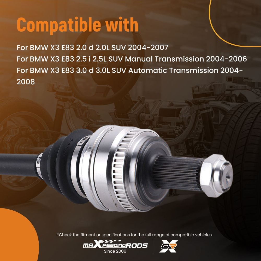 Arbre CV 30 Cannelures compatible pour BMW X3 E83 2.0L 2.5L 3.0L SUV 2004-2010 205062