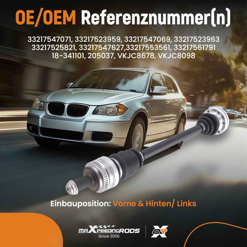 Albero CV 612mm compatibile per BMW Serie 1 E81 E87 Serie 3 E90 E91 Sinistro