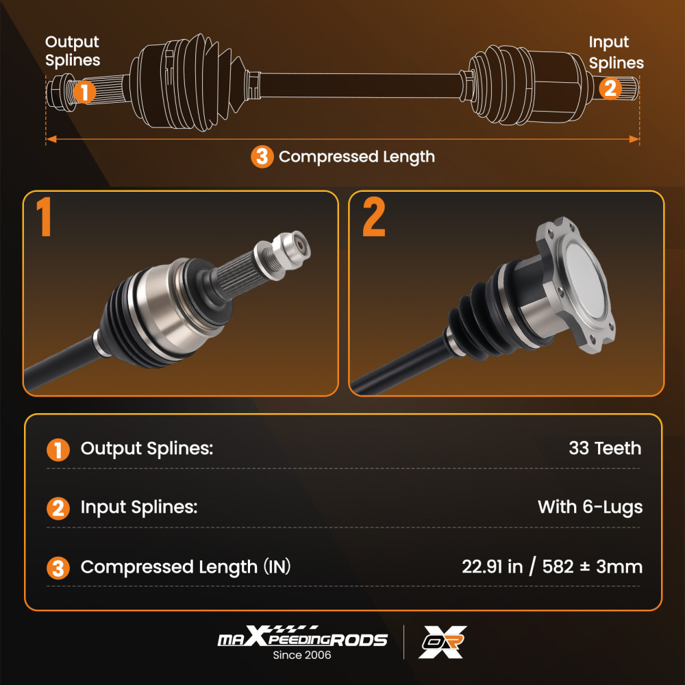 4WD 6-Lug Front compatible for Chevy GMC Silverado Sierra 1500 compatible for Tahoe Yukon CV Axle Shafts