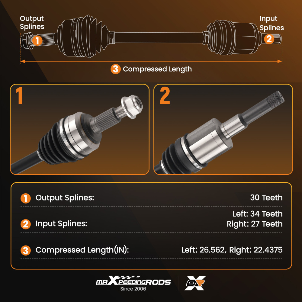 CV Axle Joint Assembly Front Left+Right compatible for Chevy Equinox GMC Terrain 2.4L 10-17