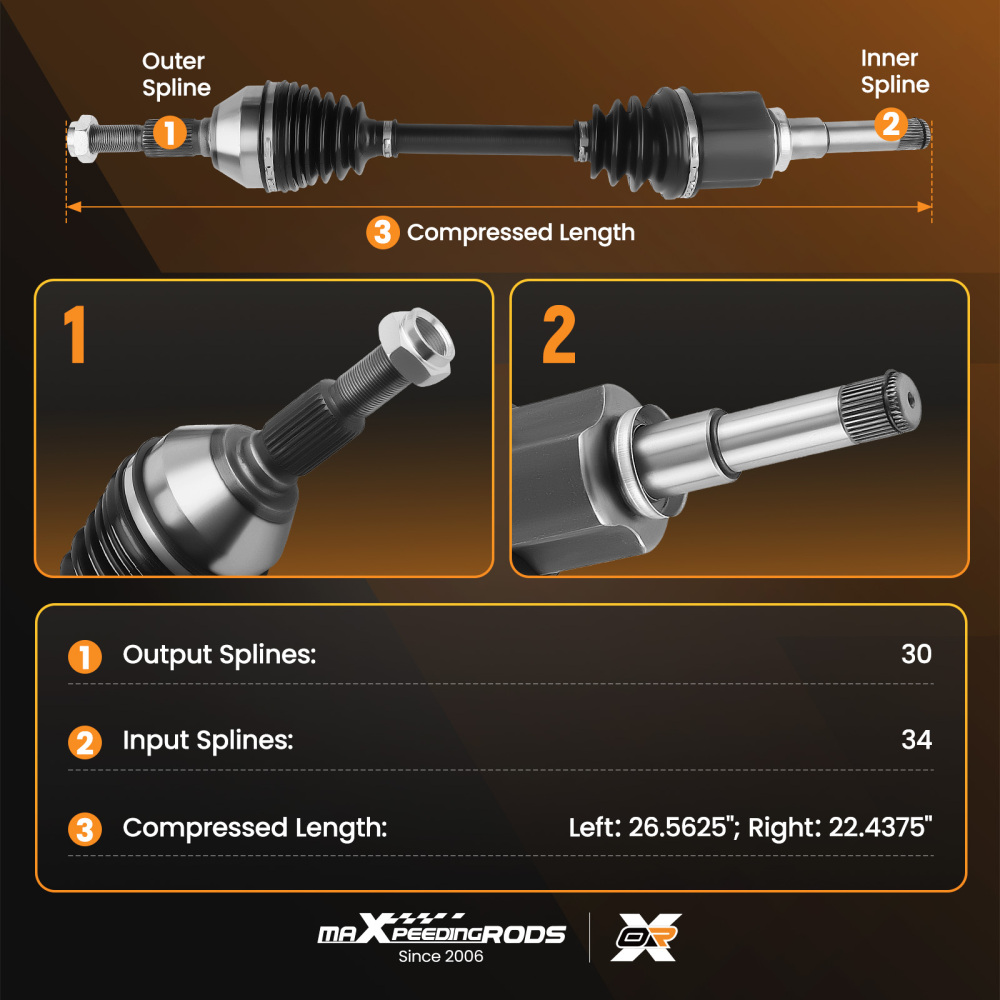 CV Axle Shaft Front LeftRight Set compatible for Chevy Equinox Terrain 2.4L L4 2010-17