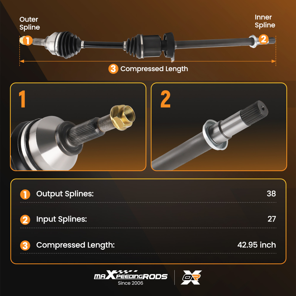 Front Right Side CV Axle Shaft compatible for Ford Flex Taurus X compatible for Lincoln MKS compatible for Mercury Sable