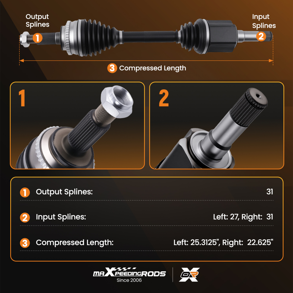 2x Front LeftRight CV Axle Assembly compatible for Ford Edge 07-14 compatible for Lincoln MKX 07-15 compatible for FWD