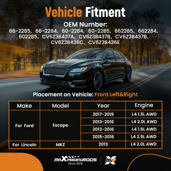 2pcs Front LeftRight CV Axle Shaft compatible for Ford Escape 2013-2019 AWD