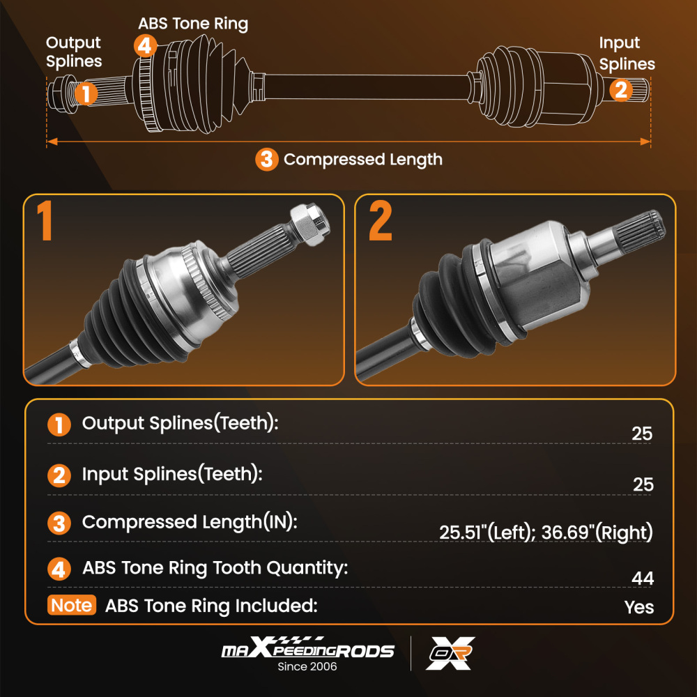 2x Front CV Axle Assembly compatible for Kia for Spectra5 2003-2008 compatible for Hyundai Elantra Tiburon
