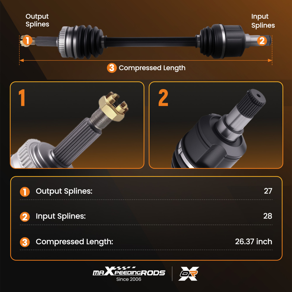 1x Front CV Axle Shafts Driver compatible for Hyundai Sonata 2011-2014 2.4L GAS