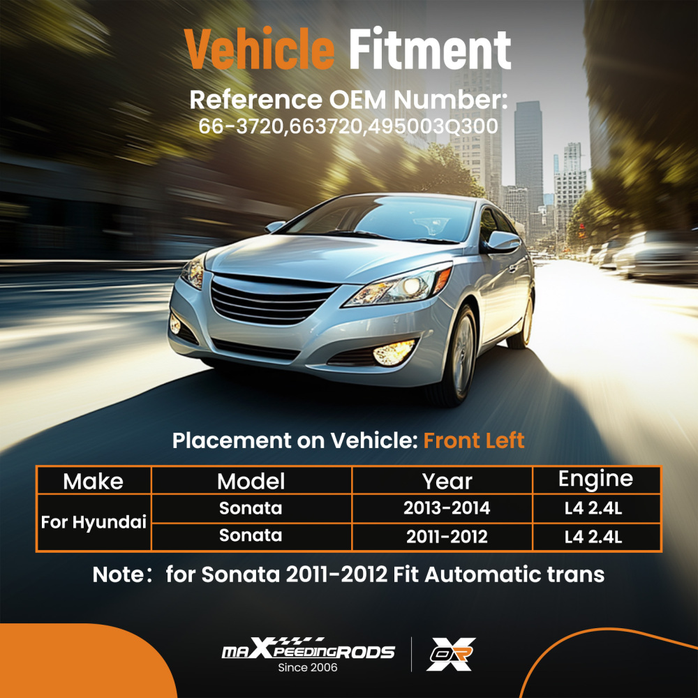 1x Front CV Axle Shafts Driver compatible for Hyundai Sonata 2011-2014 2.4L GAS