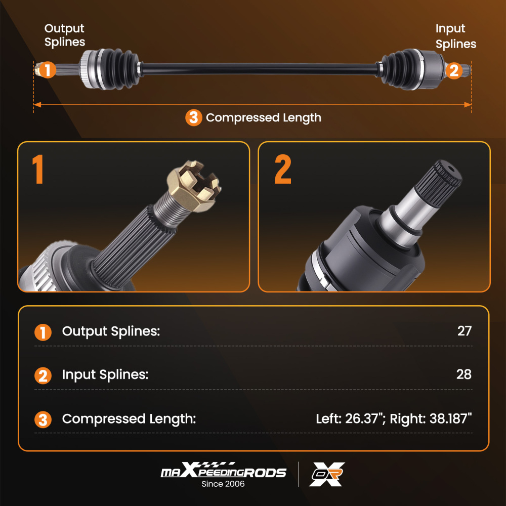 Front Left+Right CV Axle Shaft compatible for Hyundai Sonata 2.4L GAS 2011 2012 2013 2014