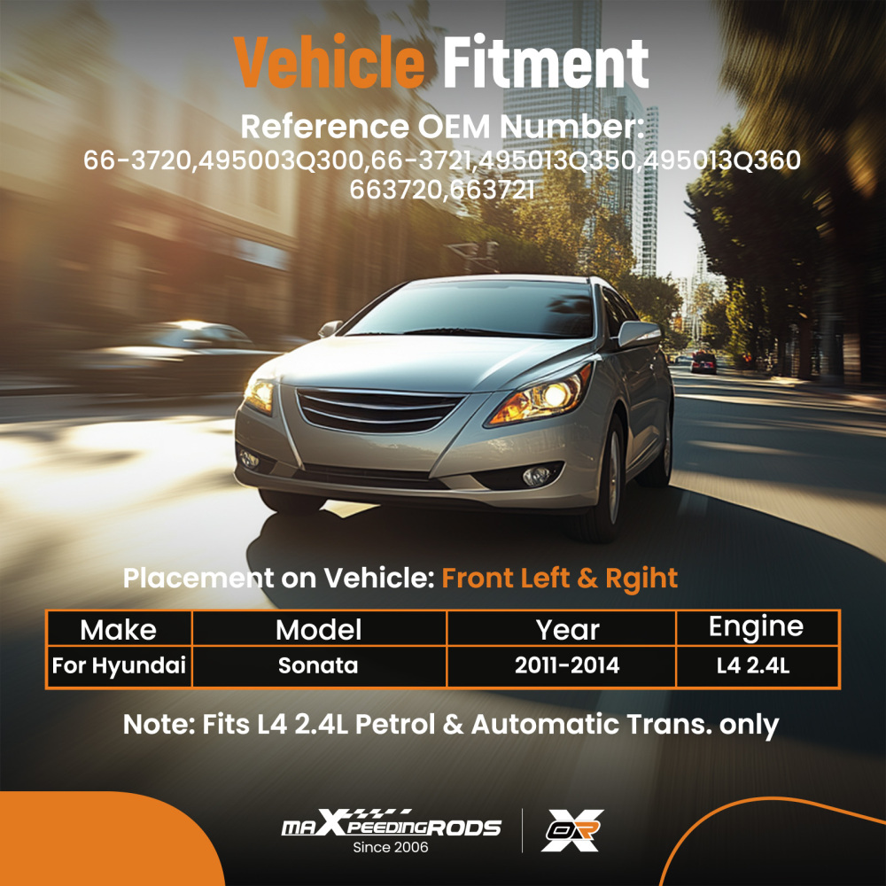 Front Left+Right CV Axle Shaft compatible for Hyundai Sonata 2.4L GAS 2011 2012 2013 2014