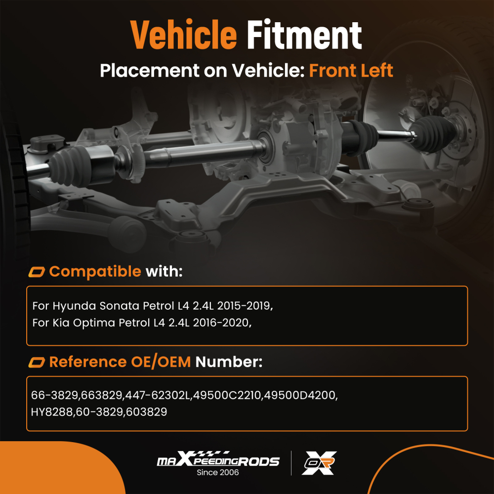 Front CV Axle Shaft Assembly Driver compatible for Kia Optima 2015-2019 compatible for Hyundai Sonata 2.4L