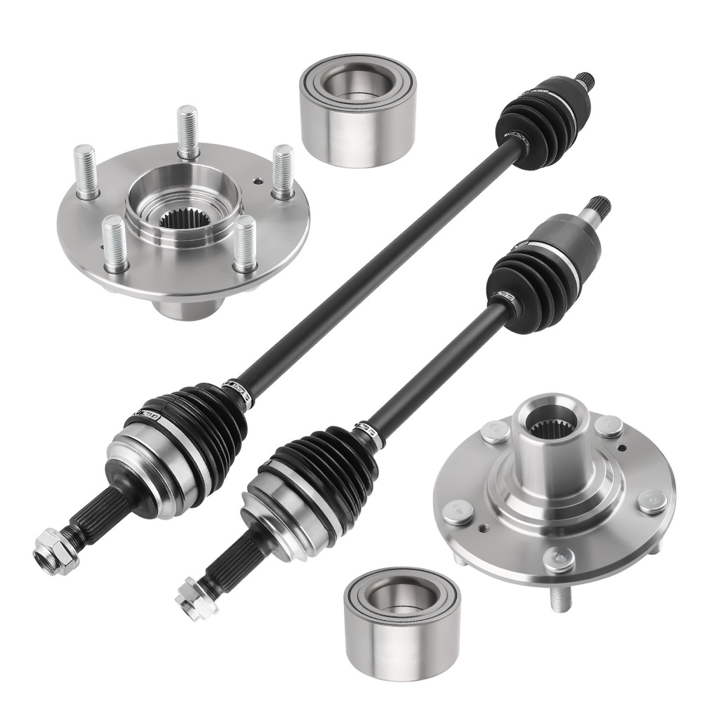 Front Driver Passenger CV Axle Shaft+Wheel Hubs Bearings compatible for Honda Civic 2012-15