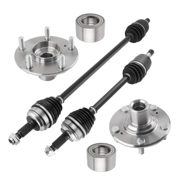 Front Driver Passenger CV Axle Shaft+Wheel Hubs Bearings compatible for Honda Civic 2012-15
