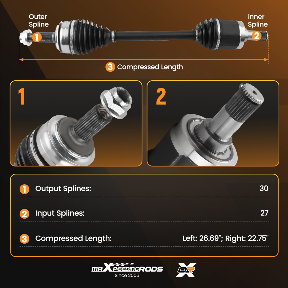 CV Axle Shaft Front LeftRight Set compatible for Honda Accord compatible for FWD 2.4L L4 2008-2012