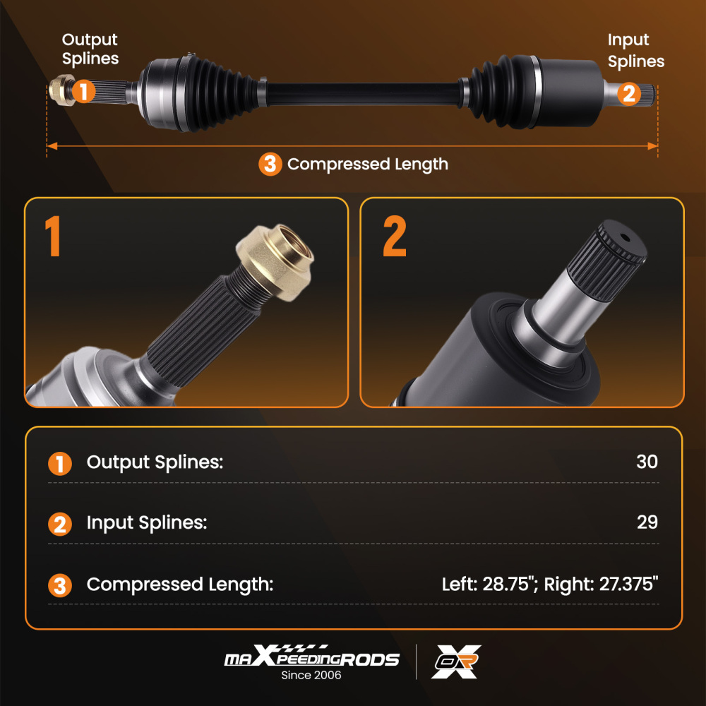 2pcs Front CV Axle Shaft for For compatible for Acura MDX 2007-2009 compatible for Honda Pilot 2009-2011