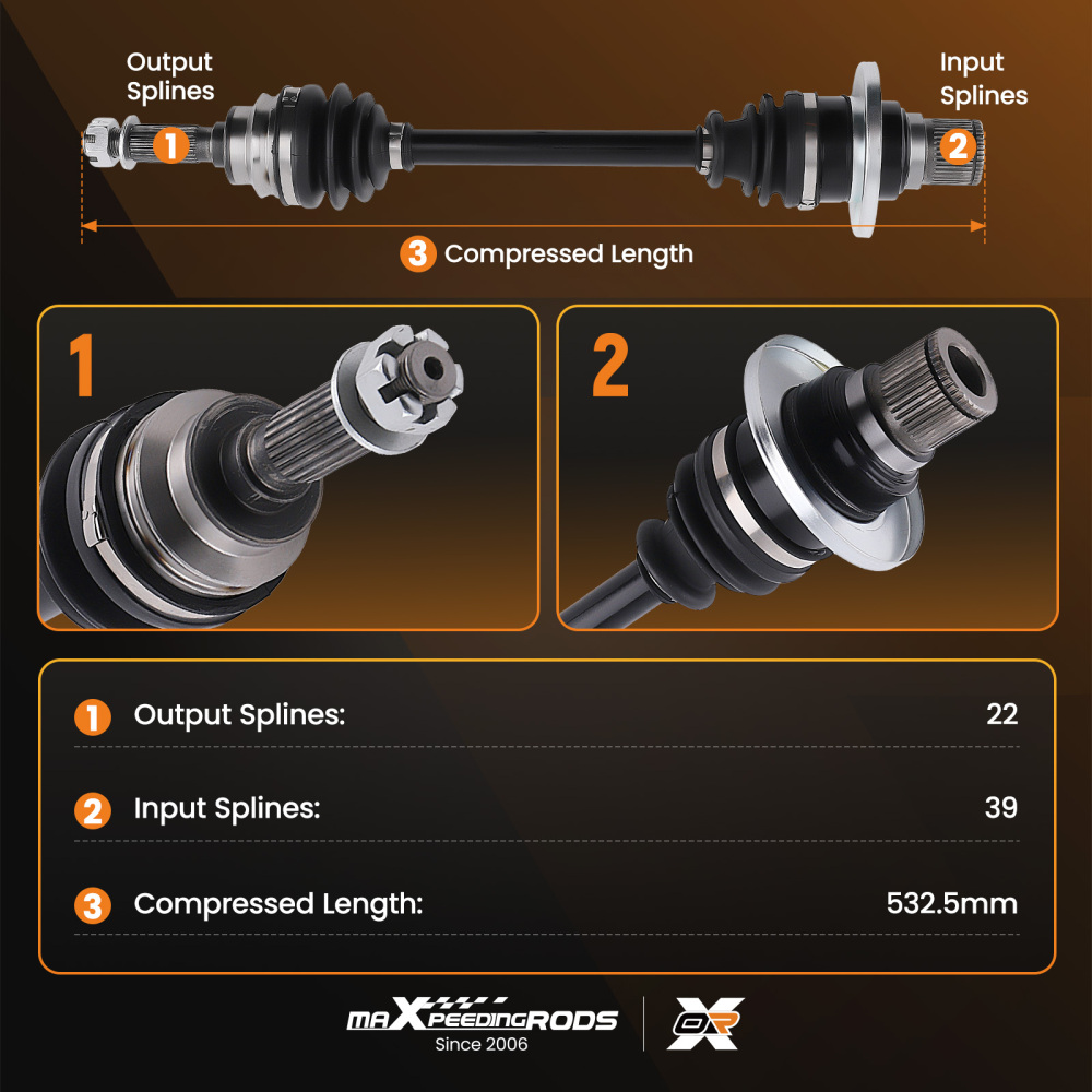 Pair CV Axle Shaft Rear Left Right compatible for Suzuki King Quad 450 500 700 750