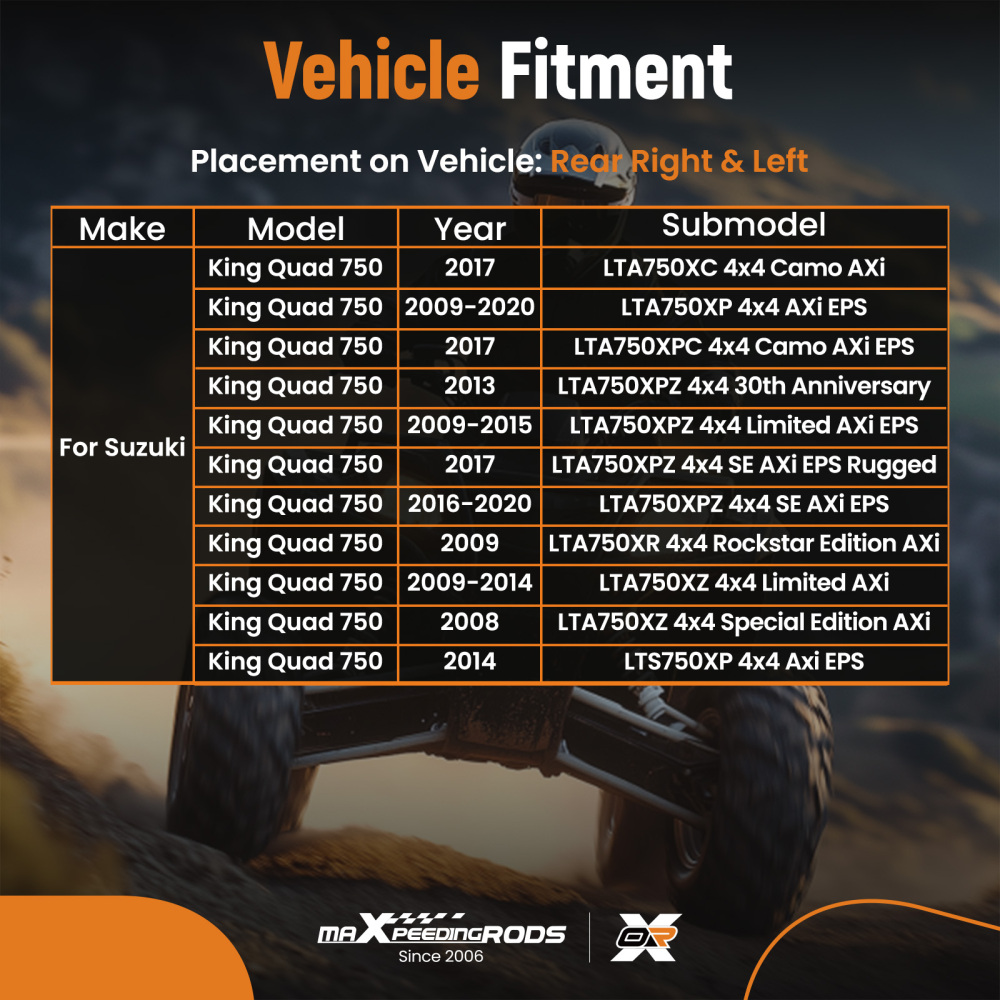 Pair CV Axle Shaft Rear Left Right compatible for Suzuki King Quad 450 500 700 750