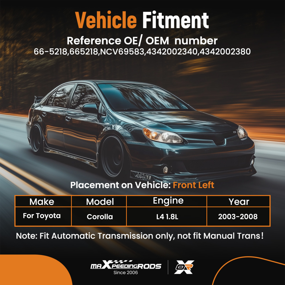 Front Driver CV Axle Joint Shaft compatible for Toyota Corolla Auto Trans 2003-2008