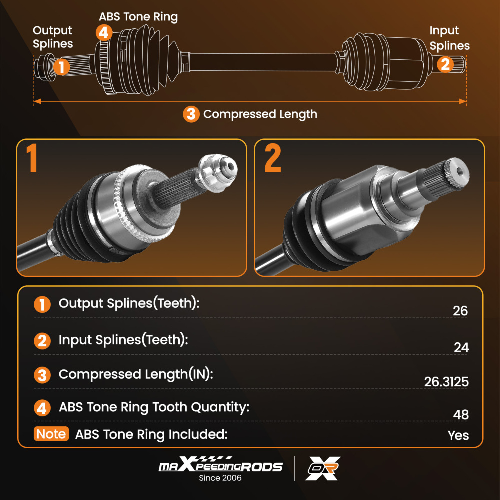 Front LH CV Axle Shaft Assembly compatible for Toyota Camry 2002-2009 compatible for Highlander 2001-2007