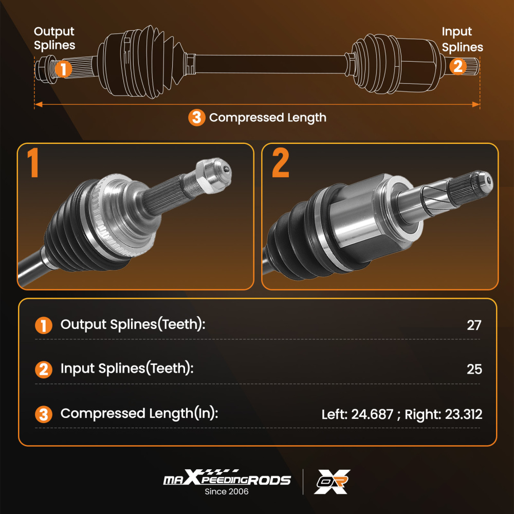 Front Pair CV Axle Shaft Assembly compatible for INFINITI G37X G25 G35 X Sedan AWD 2007-13