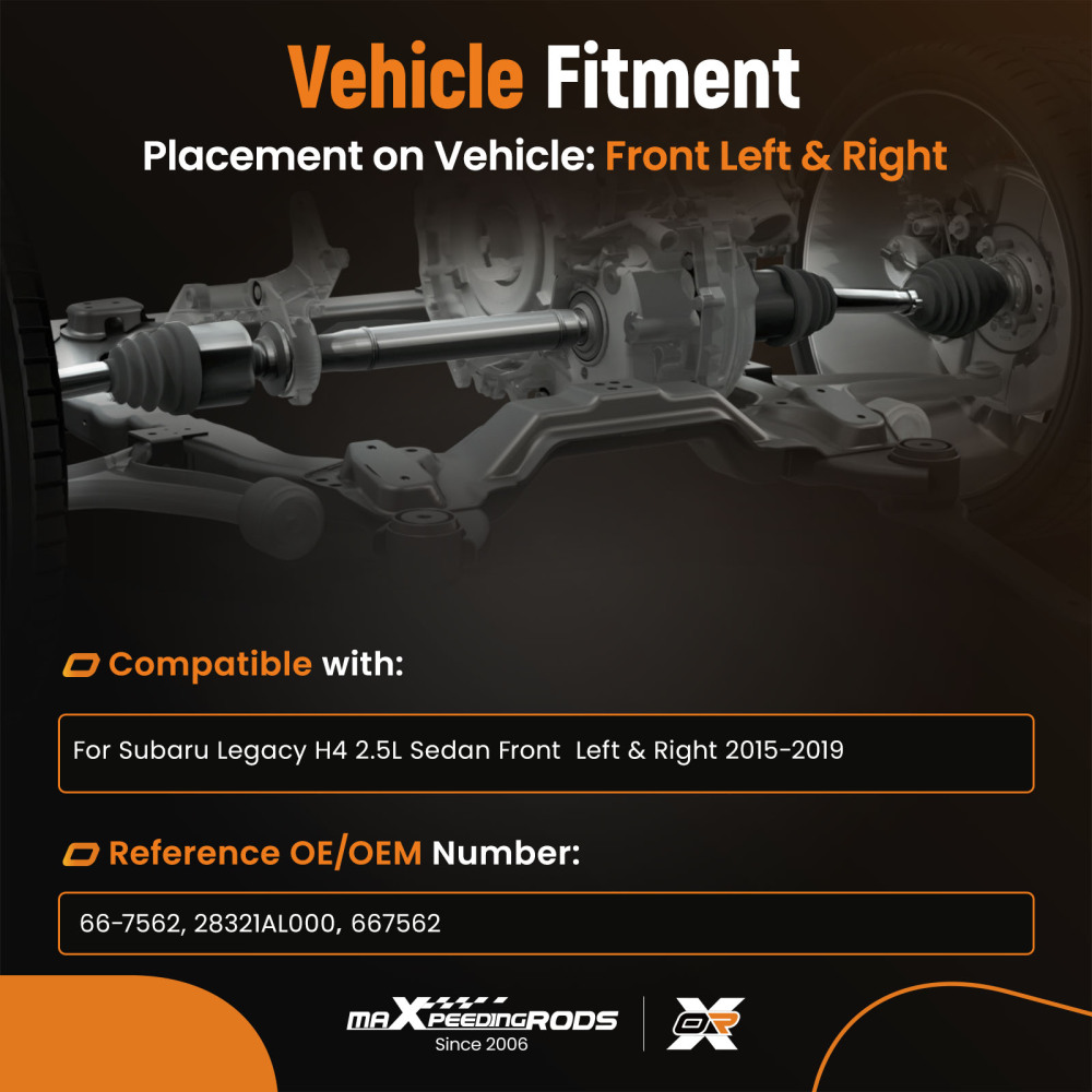 Pair Front CV Axle Shaft Set compatible for Subaru Legacy AWD 2015-2019