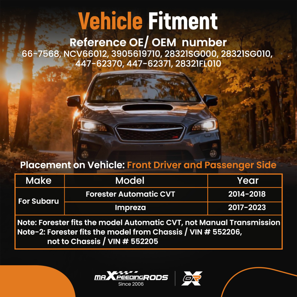 Front LH/RH CV Axle Shaft compatible for Subaru Forester 2014-2018