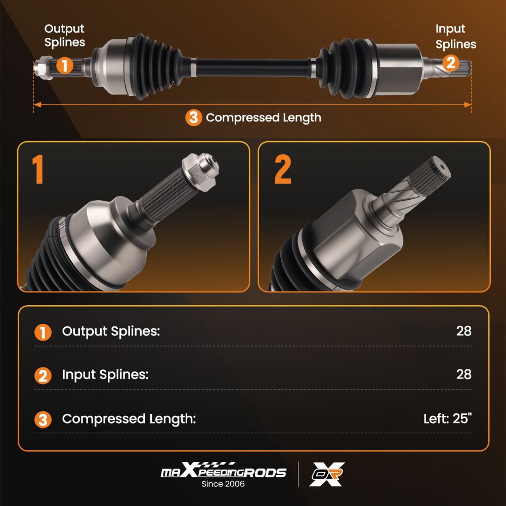 Complete Front Driver Side CV Axle Shaft Assembly compatible for Mazda 3 5 Automatic Trans.