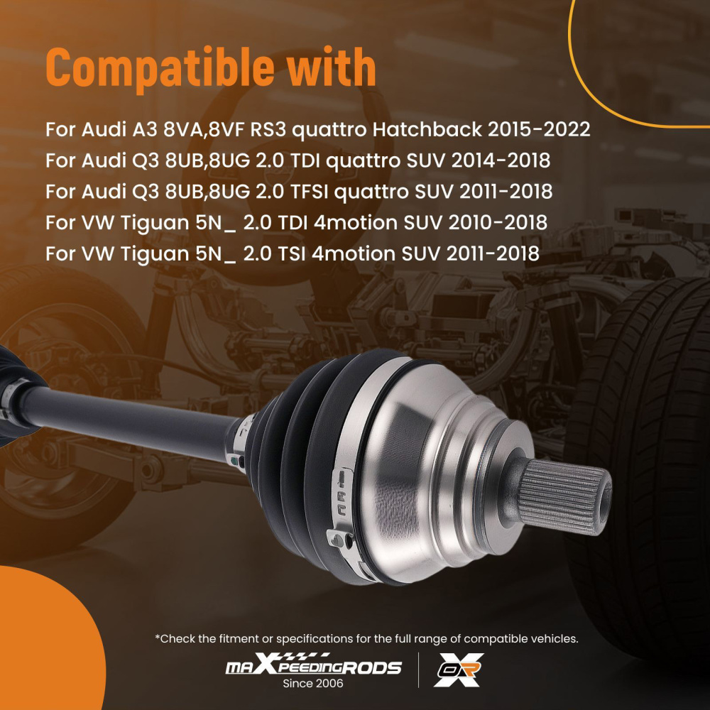 Driveshaft Front Right Offside compatible for Audi Q3 compatible for Vw Tiguan 2.0 Tdi 5n0407764l