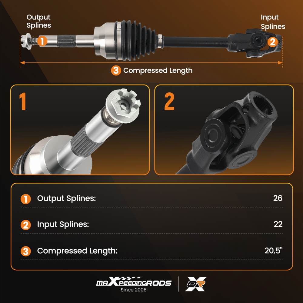 Pair Front Left Right CV Axle Drive Shaft compatible for Polaris Sportsman 335 400 400L 500