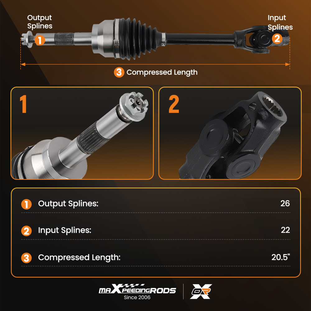 Front Left/Right compatible for Polaris Sportsman 500 4X4 1996-2002 CV Axle Drive Shaft