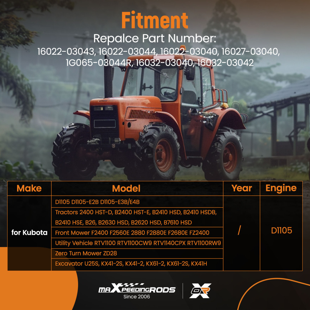 D1105 Engine Complete Cylinder Head w/ Gasket Kit compatible for Kubota RTV1100 RTV1100CW9